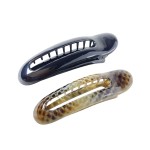 Parcelona French Oval Slider Black and Olive Green Small 3 Celluloid Set of 2 Side Hair Claw Clips for Girls and Women (Small 3)