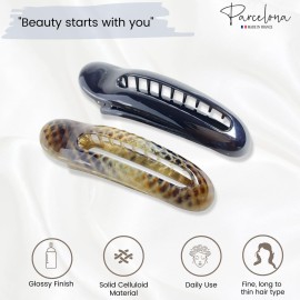 Parcelona French Oval Slider Black and Olive Green Small 3 Celluloid Set of 2 Side Hair Claw Clips for Girls and Women (Small 3) Parcelona French Oval Slider Black and Olive Green Small 3 Celluloid Set of 2 Side Hair Claw Clips for Girls and Women (Small 3)