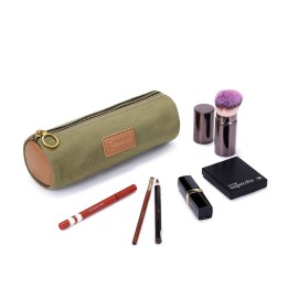 iDream365 Small Makeup Bag Pouch,Canvas Cosmetic Bag for Purse, Travel Essentials(Army Green)