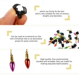 Lurrose 24pcs Christmas Beard Baubles Ornaments Beard Decoration Beard Bulbs Jingle Bellswith Clips for Men Women Christmas Day Facial Hair Holiday Decoration (Random Color)