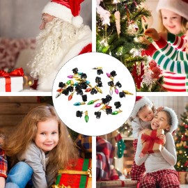 Lurrose 24pcs Christmas Beard Baubles Ornaments Beard Decoration Beard Bulbs Jingle Bellswith Clips for Men Women Christmas Day Facial Hair Holiday Decoration (Random Color)