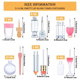 Vankcp 30 Pcs Cute Empty Lip Gloss Tubes, 6 Styles Lip Glaze Tubes Novelty Red Wine Glass Lip Oil Bottles Empty Lip,Refillable Lip Balm Containers for Women Girls DIY(5/8/10ML)