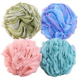 BTYMS 4 Pieces Shower Loofahs Large Bath Sponge 75g Mesh Pouf Wash Puff Shower Poof Body Loofas for Bathing