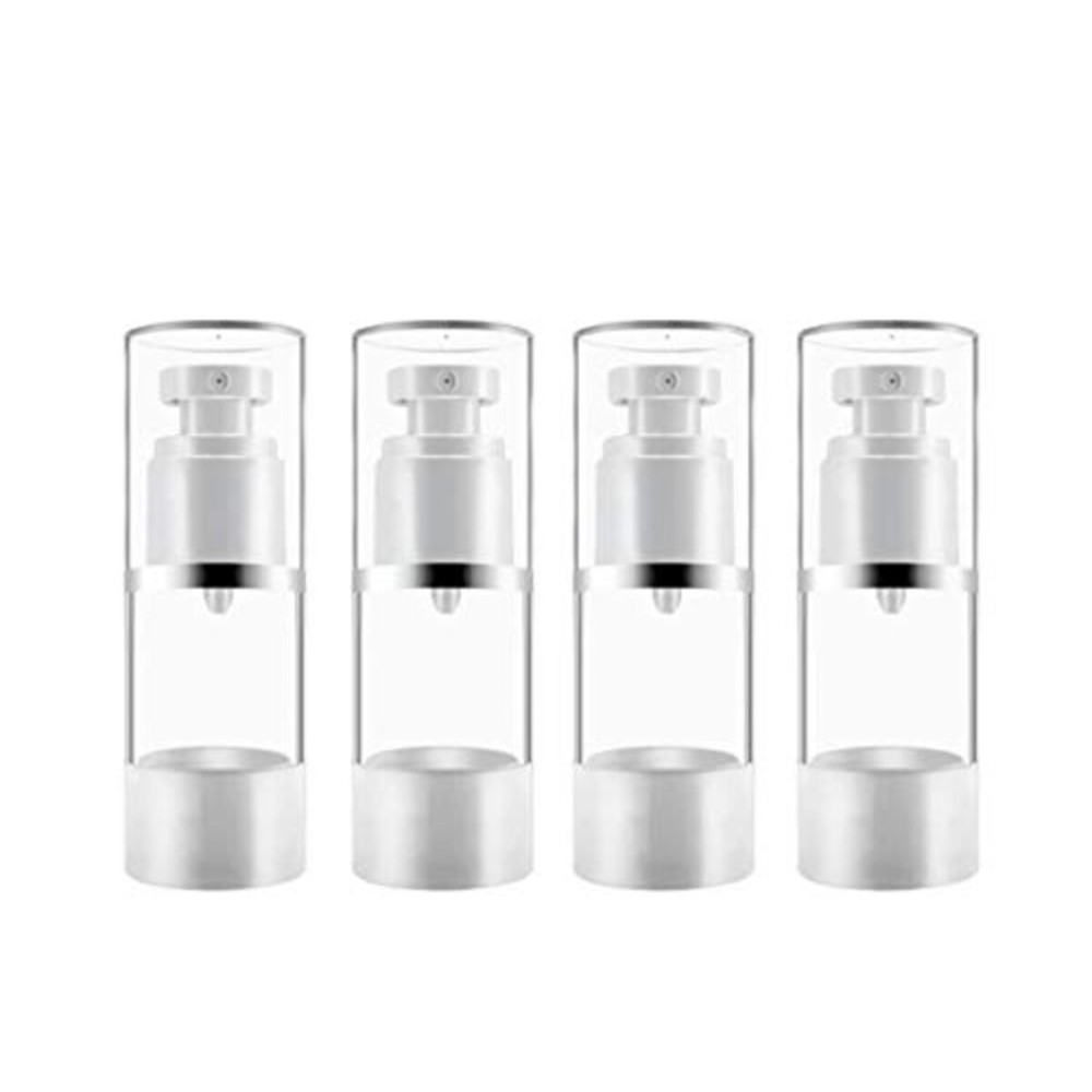 Clear Airless Cosmetic Cream Pump,Empty Plastic Travel Lotion Dispenser Airless Pump Vacuum Container for Shampoo,Liquid Foundation,Face Cream-Pack of 4 (15ml/0.5 Qunce)
