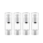 Clear Airless Cosmetic Cream Pump,Empty Plastic Travel Lotion Dispenser Airless Pump Vacuum Container for Shampoo,Liquid Foundation,Face Cream-Pack of 4 (15ml/0.5 Qunce)
