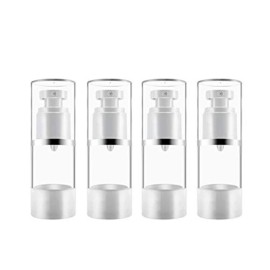 Clear Airless Cosmetic Cream Pump,Empty Plastic Travel Lotion Dispenser Airless Pump Vacuum Container for Shampoo,Liquid Foundation,Face Cream-Pack of 4 (15ml/0.5 Qunce)