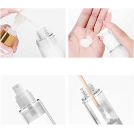 Clear Airless Cosmetic Cream Pump,Empty Plastic Travel Lotion Dispenser Airless Pump Vacuum Container for Shampoo,Liquid Foundation,Face Cream-Pack of 4 (15ml/0.5 Qunce)