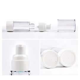 Clear Airless Cosmetic Cream Pump,Empty Plastic Travel Lotion Dispenser Airless Pump Vacuum Container for Shampoo,Liquid Foundation,Face Cream-Pack of 4 (15ml/0.5 Qunce)