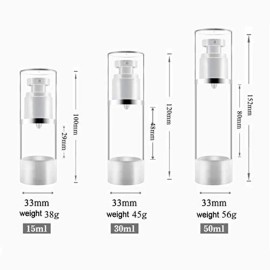 Clear Airless Cosmetic Cream Pump,Empty Plastic Travel Lotion Dispenser Airless Pump Vacuum Container for Shampoo,Liquid Foundation,Face Cream-Pack of 4 (15ml/0.5 Qunce)