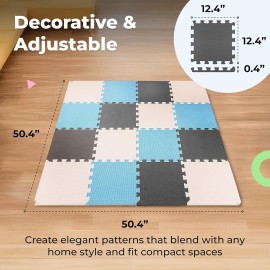 MioTetto Foam Floor Tiles for Kids - Non-Toxic Soft Comfortable Baby Play Mat, Thick Tummy Time Mat, Interlocking Foam Tiles for Development & Crawling, Soft Cushioned Play mat for Babies 6-12 Months