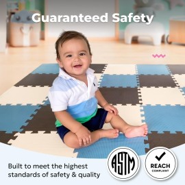 MioTetto Foam Floor Tiles for Kids - Non-Toxic Soft Comfortable Baby Play Mat, Thick Tummy Time Mat, Interlocking Foam Tiles for Development & Crawling, Soft Cushioned Play mat for Babies 6-12 Months