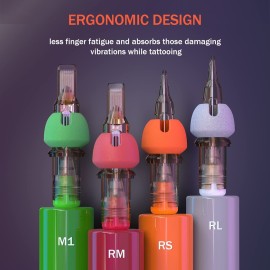 EZ Tattoo Cartridge Needles - 16Pcs 10 (15RM) Bugpin Curved/Round Magnum Long Taper with Foam Cover Tattoo Needles Cartridges for Tattooing Rotary Tattoo Pen Machine Supply - V SELECT Plus EZ Tattoo Cartridge Needles - 16Pcs 10 (15RM) Bugpin Curved/Round Magnum Long Taper with Foam Cover Tattoo Needles Cartridges for Tattooing Rotary Tattoo Pen Machine Supply - V SELECT Plus