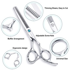 Hair Cutting Scissors Kit, Aethland Professional Barber Hairdressing Scissors Set (Trimming Shaping Grooming Thinning Shears) for Men Women Pets Home Salon Barber Haircut, 6.5 Japanese 9CR SS Hair Cutting Scissors Kit, Aethland Professional Barber Hairdressing Scissors Set (Trimming Shaping Grooming Thinning Shears) for Men Women Pets Home Salon Barber Haircut, 6.5 Japanese 9CR SS