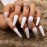 Gangel Coffin False Nails Sparkle Star Fake Nail Full Cover Pure White Fake Nails Long Ballerina Acrylic Press on Nails Party Christmas Gifts for Women and Girls 24Pcs