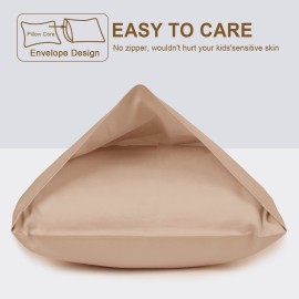 Cotton Toddler Pillowcase 14x20 Envelope: Long-Staple Cotton, Ultra Soft Breathable Durable, Travel Pillow Cover 2 Pack by Fittia