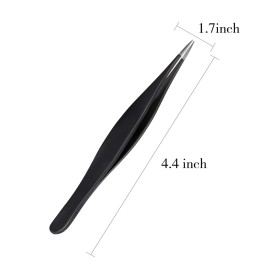 Honoson 6 Pieces Pointed Tweezers Ingrown Hair Precision Needle Point Tip Tweezers Stainless Steel for Nose Facial Hair Eyebrow Blackhead Remover(Black)