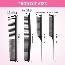 8 Pieces Fine Tooth Rat Tail Combs for Women Parting Carbon Fiber Teasing Styling and Cutting Comb Fiber Pintail Hairdressing Supplies for Braids Salon Home, Black and Pink 8 Pieces Fine Tooth Rat Tail Combs for Women Parting Carbon Fiber Teasing Styling and Cutting Comb Fiber Pintail Hairdressing Supplies for Braids Salon Home, Black and Pink