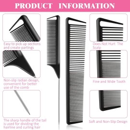 8 Pieces Fine Tooth Rat Tail Combs for Women Parting Carbon Fiber Teasing Styling and Cutting Comb Fiber Pintail Hairdressing Supplies for Braids Salon Home, Black and Pink 8 Pieces Fine Tooth Rat Tail Combs for Women Parting Carbon Fiber Teasing Styling and Cutting Comb Fiber Pintail Hairdressing Supplies for Braids Salon Home, Black and Pink