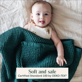 Simka Rose Waffle Swaddle Blanket - Cotton Soft, Breathable for Nursery & Stroller - Gender Neutral Toddler Blanket