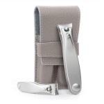 GERMANIKURE Nail Clippers Set in Gray Leather Case - Ethically Made in Solingen Germany, FINOX Stainless Steel Tools - Professional Quality Manicure & Pedicure Kit