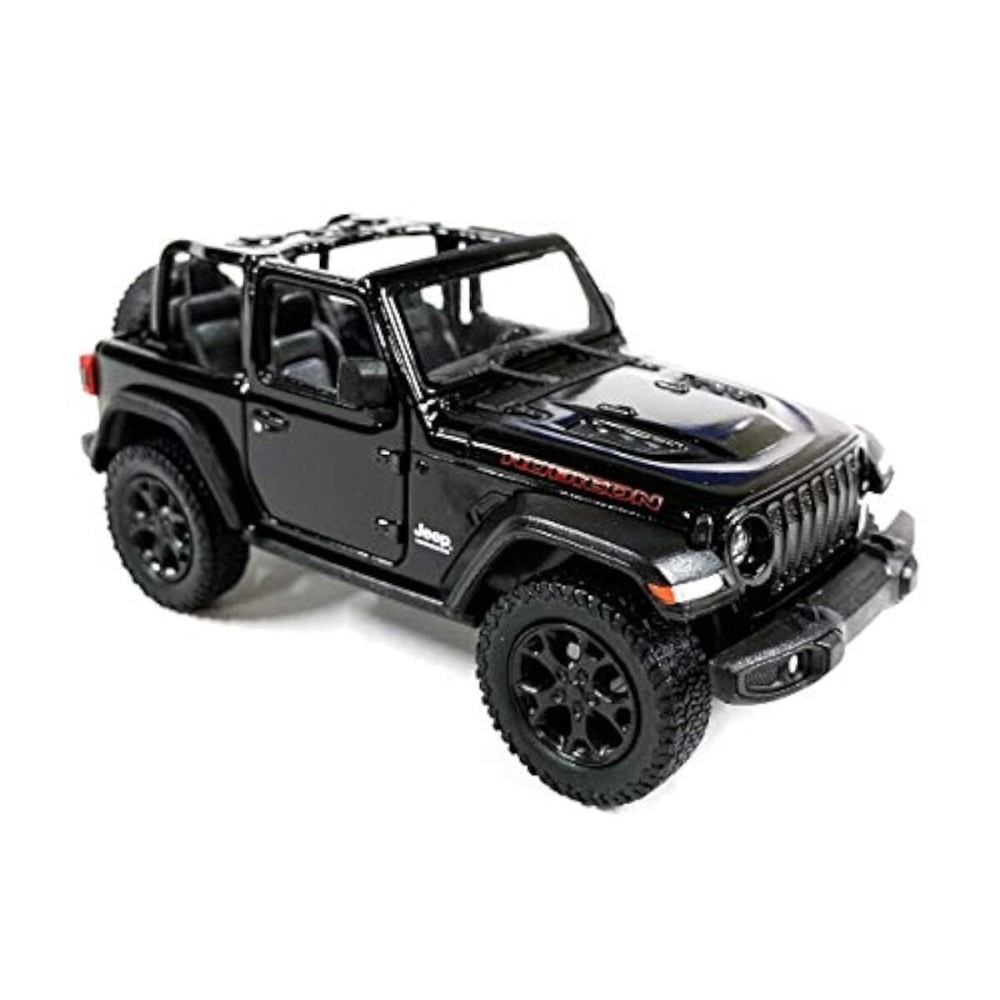 KiNSMART - Jeep Wrangler Rubicon Off Road 4x4 5 inch 1:34 Scale Die Cast Model Replica Toy Car (Black Opentop)