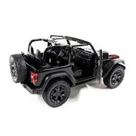 KiNSMART - Jeep Wrangler Rubicon Off Road 4x4 5 inch 1:34 Scale Die Cast Model Replica Toy Car (Black Opentop)