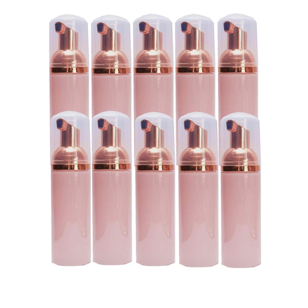 10 Pcs Rose Gold + Pink Foaming Pump Bottles Plastic Mini Foam Sispensing Refill Bottle Soap Dispenser for Cleaning, Travel, Cosmetics Packaging 60ml