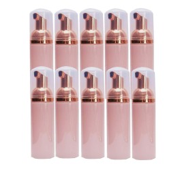 10 Pcs Rose Gold + Pink Foaming Pump Bottles Plastic Mini Foam Sispensing Refill Bottle Soap Dispenser for Cleaning, Travel, Cosmetics Packaging 60ml