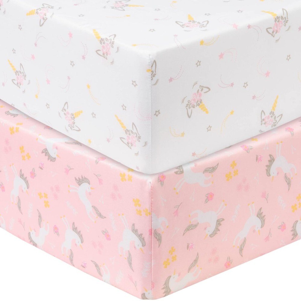 Sammy & Lou Mystical Dreams 2-Pack Microfiber Fitted Crib Sheet Set, Fits Standard Crib Mattress 28 in x 52 in; Fully Elasticized,