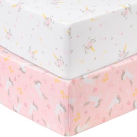 Sammy & Lou Mystical Dreams 2-Pack Microfiber Fitted Crib Sheet Set, Fits Standard Crib Mattress 28 in x 52 in; Fully Elasticized,