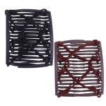 2 Pieces Adjustable Elastic Hair Comb Stretchy Plastic Double Banana Clip No Crease Pins for Women Curly Thick Wavy Hair Ponytail (Black, Coffee)
