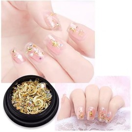 MEILINDS 3D Gold Nail Studs Gold Nail Rivets Gems Nails Art Decoration Sparkle Rhinestones Hollow Moon Star Shaped Artificial Pearls Metal Rivets Charms DIY Nail Tips 9 Boxes MEILINDS 3D Gold Nail Studs Gold Nail Rivets Gems Nails Art Decoration Sparkle Rhinestones Hollow Moon Star Shaped Artificial Pearls Metal Rivets Charms DIY Nail Tips 9 Boxes