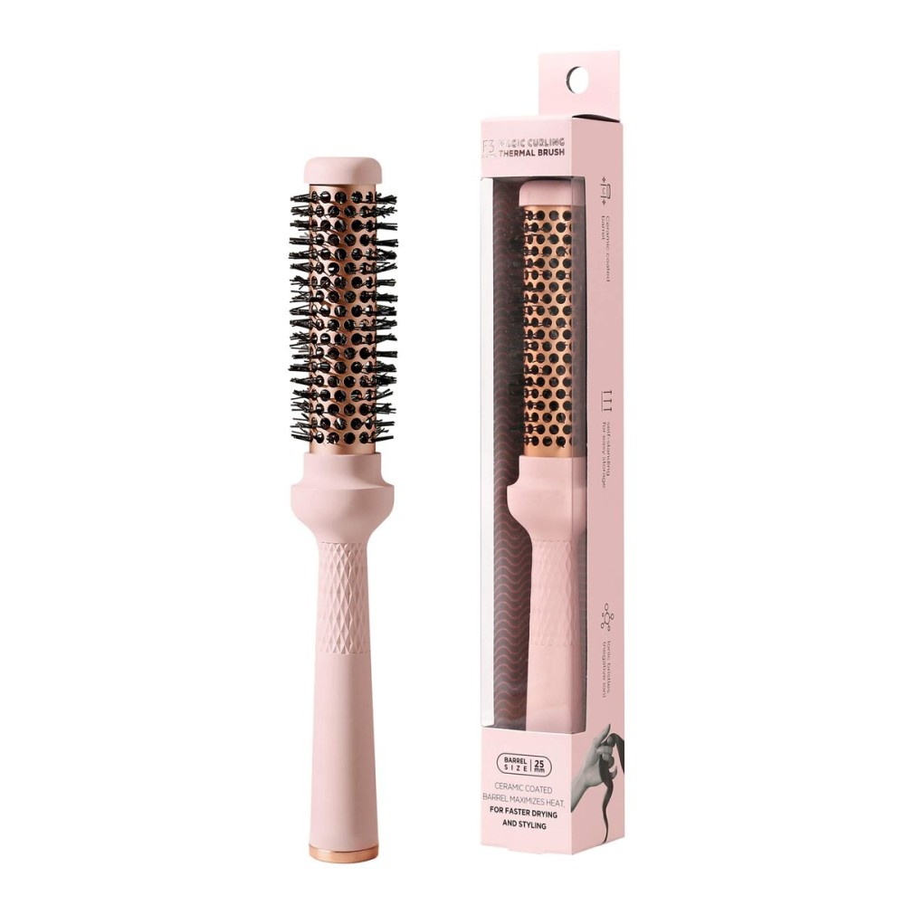 F3 Systems Magic Curling Thermal Brush (1 Inch) - Cut Drying Time, Self-Standing Round Brush, Great Blowout, Ceramic Coated Barrel, Quick Styling, Ionic Thermal Barrel, Volumizer, Styler