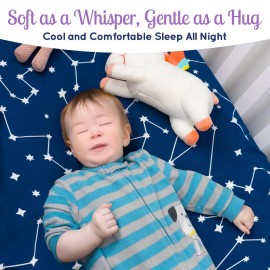 Fitted Unisex Crib Sheets (3 Pack) by GROW WILD - Jersey Knit Cotton Crib Sheets for Boys or Girls, 52 x 28 x 9 Crib Bedding Set (Moon, Stars and Constellation)