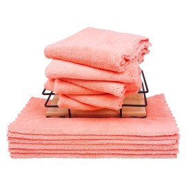 Kyapoo Baby Washcloths 12 Pack 12x12 Inches Microfiber Coral Fleece Extra Absorbent and Soft for Newborns, Infants and Toddlers-Pink