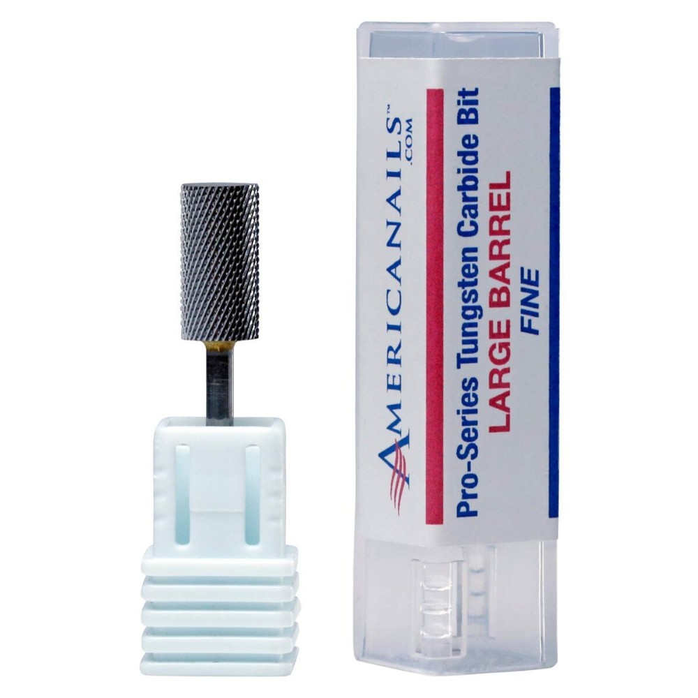 Americanails Pro-Series Tungsten Carbide E-File Bits, Professional Acrylic Nail File Drill Bit for Manicure Pedicure, Gel Nail Polishing & Filing Tools - Large Barrel, Fine