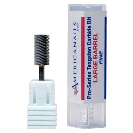 Americanails Pro-Series Tungsten Carbide E-File Bits, Professional Acrylic Nail File Drill Bit for Manicure Pedicure, Gel Nail Polishing & Filing Tools - Large Barrel, Fine
