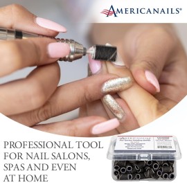 Americanails Pro-Series Black, Coarse 80 Grit, Professional Sanding Bands for Acrylic Nail File Drill, E-File Sanding Drill Bit Piece Set, Nail Polishing and Filing Tools - 100 Count
