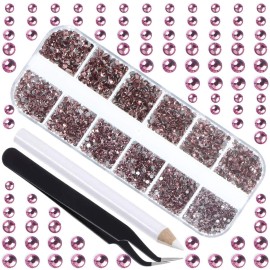LPBeads 3456 Pieces 6 Sizes Lt.Amethyst Flat Back Round Crystal Rhinestones for Crafts Nails Art Face Makeup Clothes DIY with Pick Up Tweezers and Picking Pen