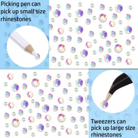 LPBeads 3456 Pieces 6 Sizes Paradise Flat Back Round Crystal Rhinestones for Crafts Nails Art Face Makeup Clothes DIY with Pick Up Tweezers and Picking Pen