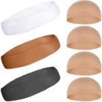 3 Pieces Silicone Wig Grip Headband 3 Pieces Nylon Wig Caps, Transparent Silicone Wig Grip Headbands for Women Unisex Non Slip Wig Bands Sports Yoga Lace Front Wig (Transparent, Dark Brown, Black)