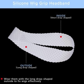 3 Pieces Silicone Wig Grip Headband 3 Pieces Nylon Wig Caps, Transparent Silicone Wig Grip Headbands for Women Unisex Non Slip Wig Bands Sports Yoga Lace Front Wig (Transparent, Dark Brown, Black)