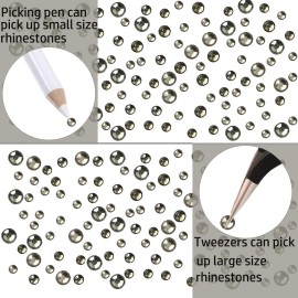 LPBeads 3456 Pieces 6 Sizes Transparent Black Flat Back Round Crystal Rhinestones for Crafts Nails Art Face Makeup Clothes DIY with Pick Up Tweezers and Picking Pen LPBeads 3456 Pieces 6 Sizes Transparent Black Flat Back Round Crystal Rhinestones for Crafts Nails Art Face Makeup Clothes DIY with Pick Up Tweezers and Picking Pen