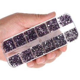 LPBeads 3456 Pieces 6 Sizes Tanzanite Flat Back Round Crystal Rhinestones for Crafts Nails Art Face Makeup Clothes DIY with Pick Up Tweezers and Picking Pen