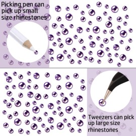 LPBeads 3456 Pieces 6 Sizes Tanzanite Flat Back Round Crystal Rhinestones for Crafts Nails Art Face Makeup Clothes DIY with Pick Up Tweezers and Picking Pen