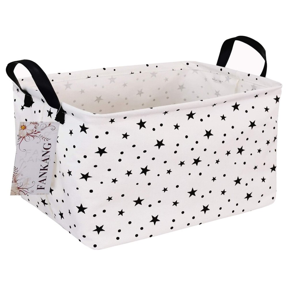 FANKANG Storage Basket,Nursery Hamper Canvas Laundry Basket Foldable with Waterproof PE Coating Storage, Office, Bedroom, Clothes,Toys (Rec-Star)