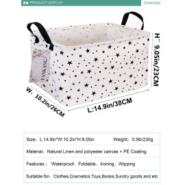 FANKANG Storage Basket,Nursery Hamper Canvas Laundry Basket Foldable with Waterproof PE Coating Storage, Office, Bedroom, Clothes,Toys (Rec-Star)