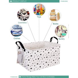 FANKANG Storage Basket,Nursery Hamper Canvas Laundry Basket Foldable with Waterproof PE Coating Storage, Office, Bedroom, Clothes,Toys (Rec-Star)