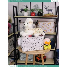 FANKANG Storage Basket,Nursery Hamper Canvas Laundry Basket Foldable with Waterproof PE Coating Storage, Office, Bedroom, Clothes,Toys (Rec-Star)
