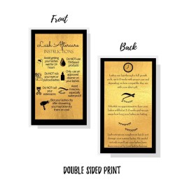 Lash Extension Aftercare Instructions Cards | 50 Pack | Double Sided Size 3.5 x 2 inches After Care (2-3 Week Fillers) | Black with Gold Look Design
